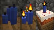 Candles can be lit by various items and can also be placed on a cake (Image via Mojang Studios)